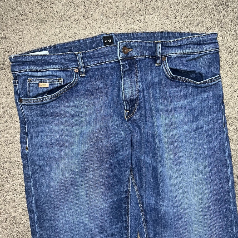 Hugo Boss Delaware Jeans Mens 38x32 Blue Slim‎ Fit Denim Zip Stretch